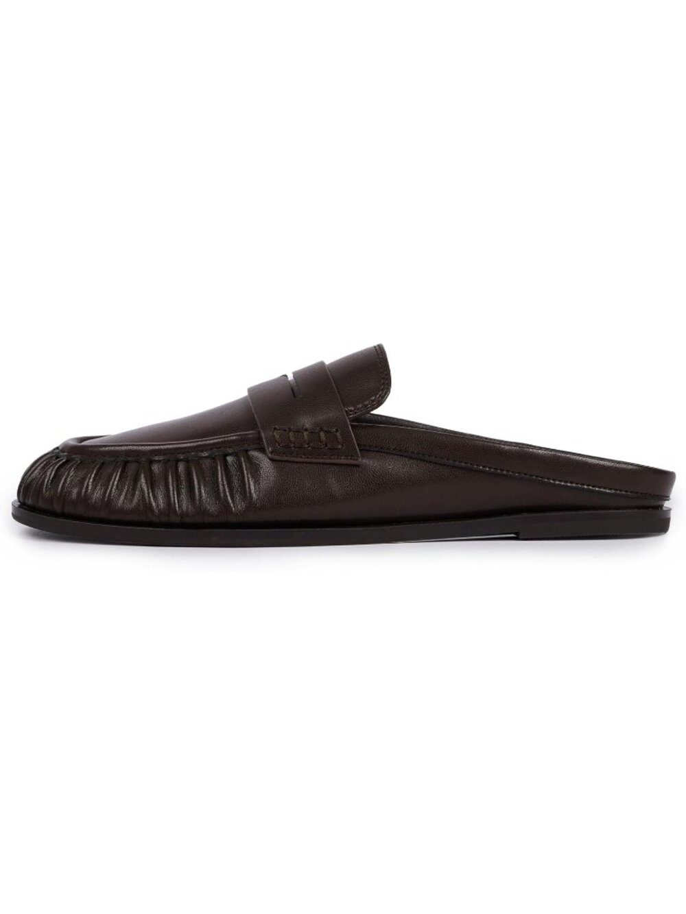 Women's Chocolate 1 Comfort Loafers Slingback Flats Ruched Toe Backless Slip-On